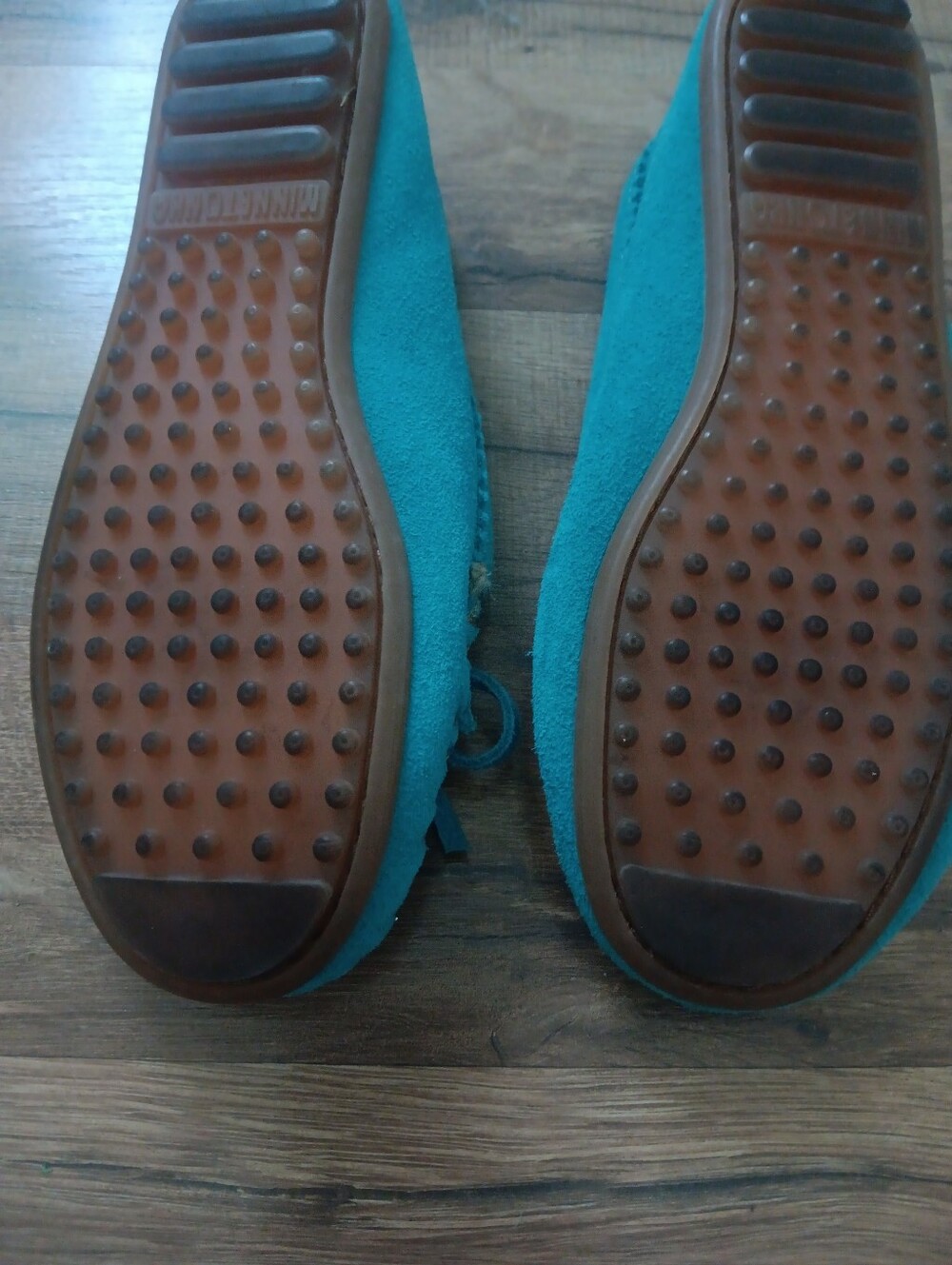 Minnetonka Me To We Turquoise Beaded Suede Moccasins Sz 7 - Picture 5 of 5